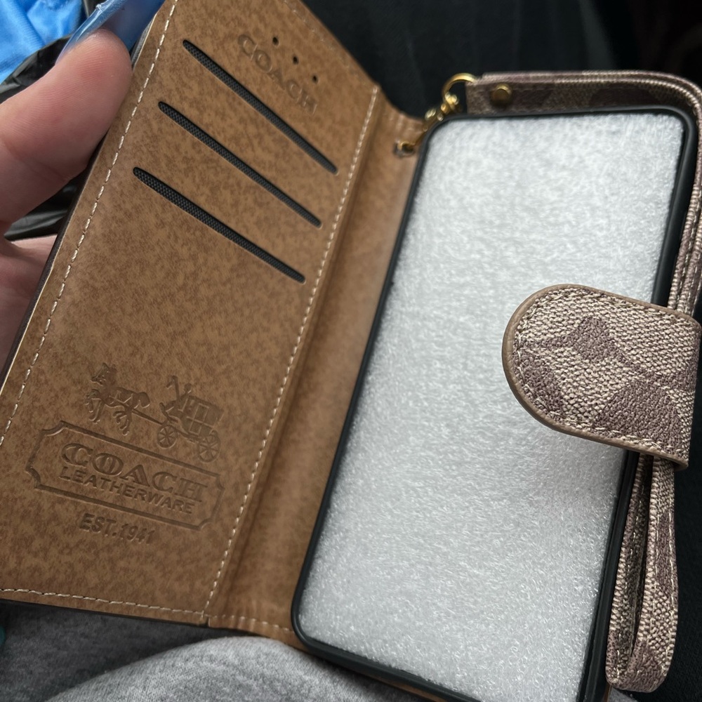 Coach Tan Leather Phone Wallet